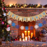 Let It Snow Burlap Banner Winter Snowflake Garland Bunting Xmas Be Merry Bunting Banner Blue White Snowflake Party Banner Merry Christmas Hanging Banner For Holiday Home Fireplace Mantel Decor
