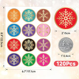 Christmas Snowflake Stickers - 120Pcs 2Inch Gold Foil Stamping Design Envelope Seal Labels, Merry Xmas Gift Stickers For Cards