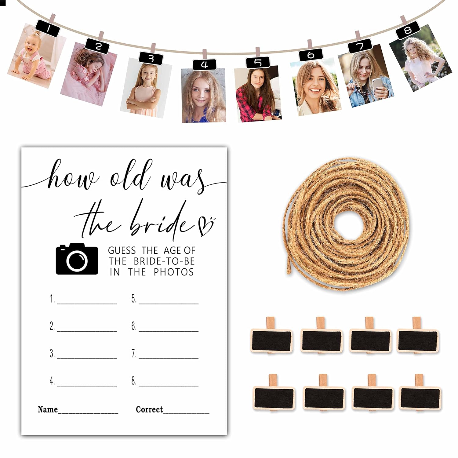 Bridal Shower Games, How Old Was The Bride To Be Bachelorette Party Games, Wedding Shower Games, Set Of 30 Game Cards (B01)