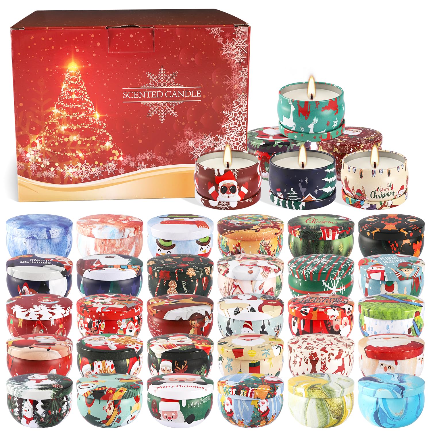 36 Pack Christmas Scented Candles,Candvent Calendar 2025,Gift Set 2.5Oz Strong Fragrance Jar Candles,For Home Scented Decoration Birthday Valentine'Sday