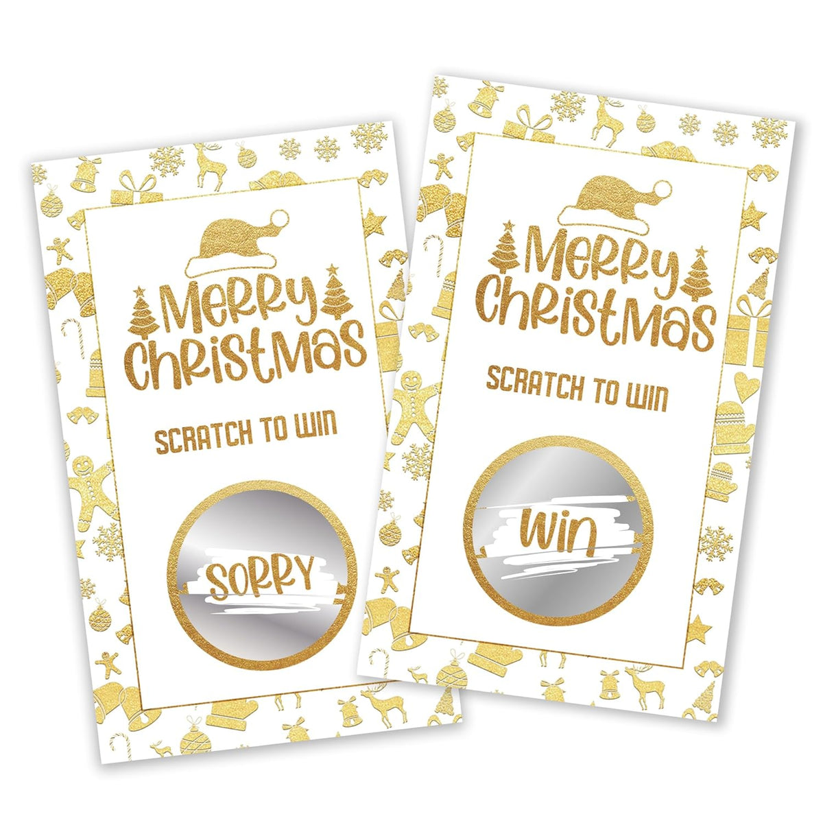 3.5"X2.1" Merry Christmas Scratch Cards - Golden Santa Hat Scratch To Win Game Cards - 40 Xmas Lottery Game For Xmas Parties,Family Gatherings,Increase The Game Atmosphere Prizes Activity - A06