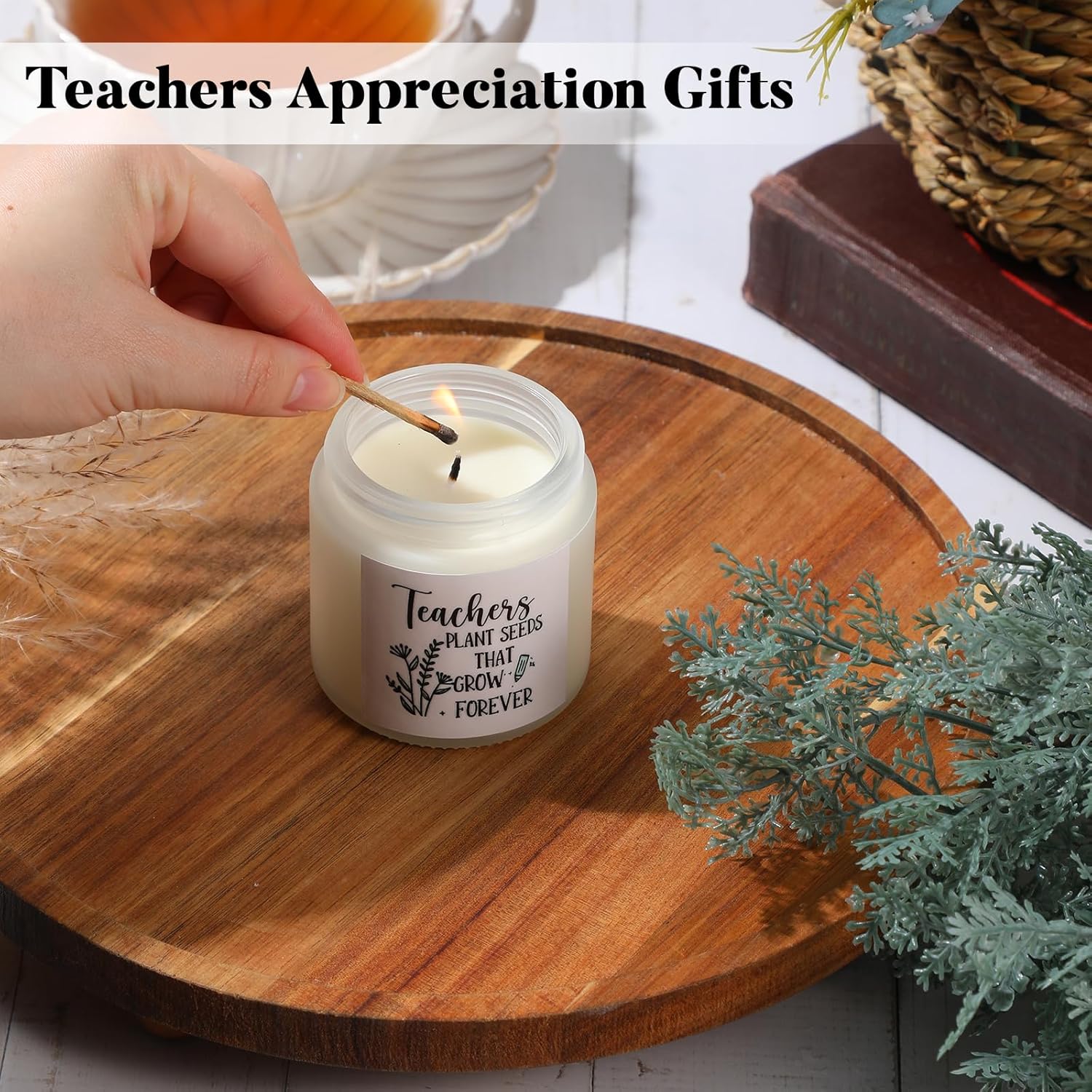 10 Pcs Valentines Teacher Appreciation Gift Candles Bulk 3.5 Oz Teacher Team Coworker Candles Inspirational Scented Jar Office Thank You Gift Women Men Retirement, 10 Scents(Simple,Fresh)