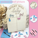 Wooden Baby Gender Reveal Voting Board, Gender Reveal Decorations With Stand - Boy Or Girl Guessing Game Sign - Cute Pink Bow & Blue Necktie Design Gender Reveal Games For Party Guests
