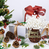 32 Pack Glitter Christmas Picks 6.5 Inch Christmas Berry Stems White Artificial Berry Stems For Holiday Xmas Tree Home Decorations