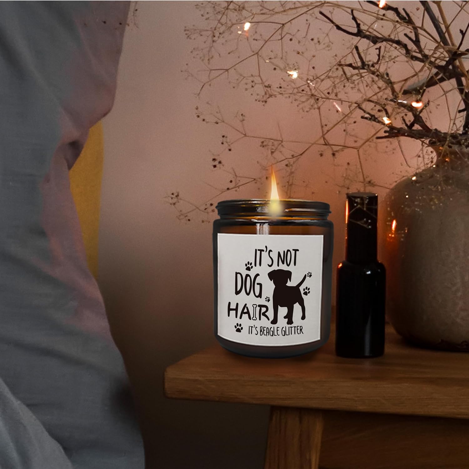 Beagle Dog Candle, Beagle Gifts For Women, Beagle Mom Gifts, Beagle Gifts For Beagle Lovers,Beagle Mom Gifts, It'S Not Dog Hair It'S Beagle Glitter Scented Candles