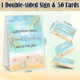 Summer Beach Baby Shower Games, Blue Ocean Guess How Many Animal Crackers Games, Gender Reveal Party Favor Decorations & Supplies, 1 Sign & 50 Cards Game Set-A11