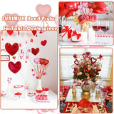 Valentine'S Day Glitter Heart Foam Picks Puffy Sparkly Heart On Sticks Valentines Day Floral Picks For Table Centerpiece Decoration Vase Wedding Crafts Stems Arrangement (4, Pink Red)