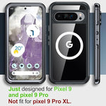 Pixel 9/9 Pro Case, Screen & Lens Protector, Shockproof, Rugged, Black