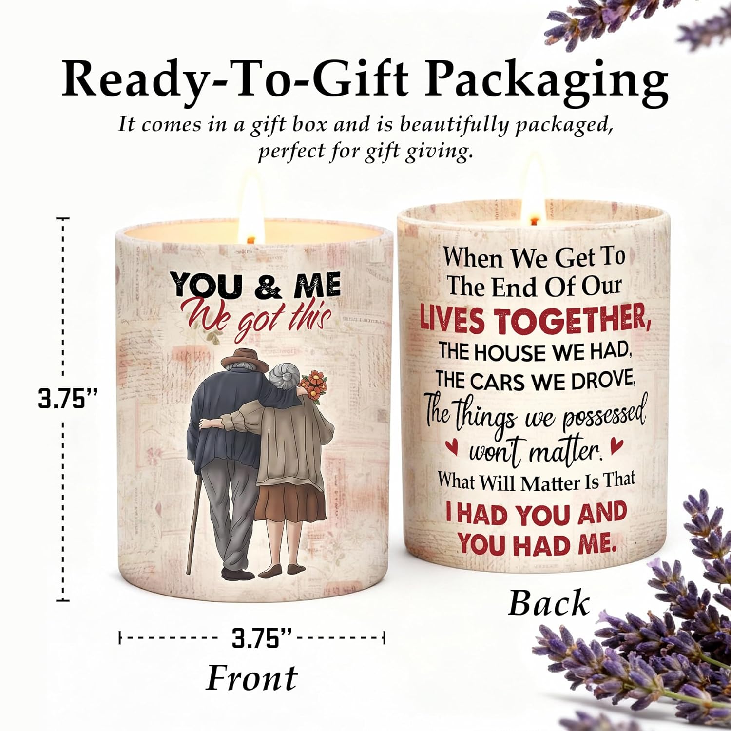 Lavender Candle - Romantic Gifts For Her, Him, Women, Men, Wife, Girlfriend, Boyfriend, Husband - Couples Gift For Anniversary, Christmas, Valentines Day Gifts & More - Stocking Stuffer For Women Men