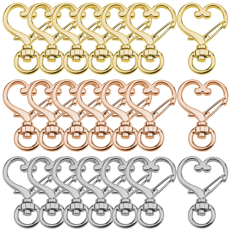 36Pcs Heart-Shaped Swivel Snap Hook,Metal Spring Snap Keychain Colored Heart C