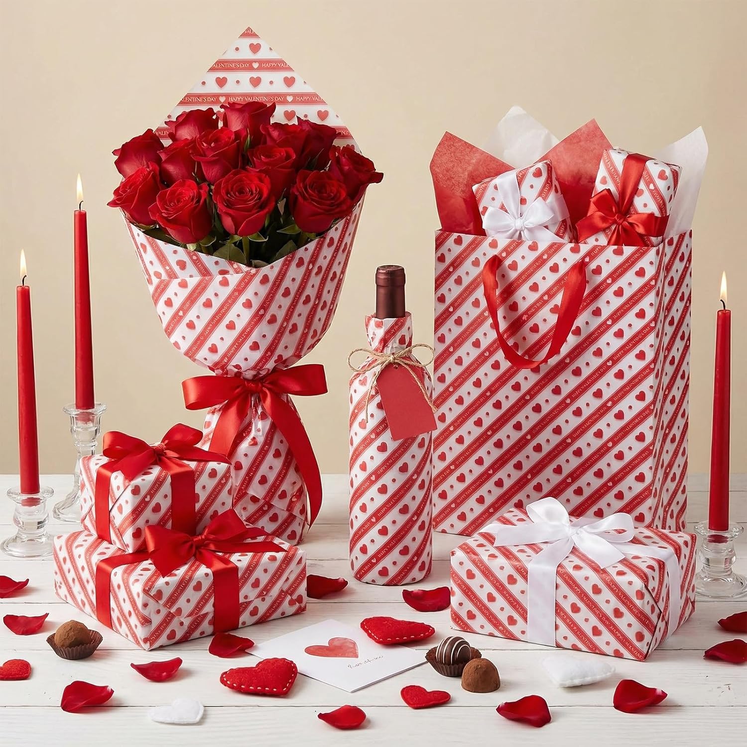 80 Pcs Valentines Tissue Paper Bulk 14 X 20 Inches Red Heart Tissue Paper For Gift Wrapping Diy Crafts Valentine'S Day Weddings Holiday Party Decor