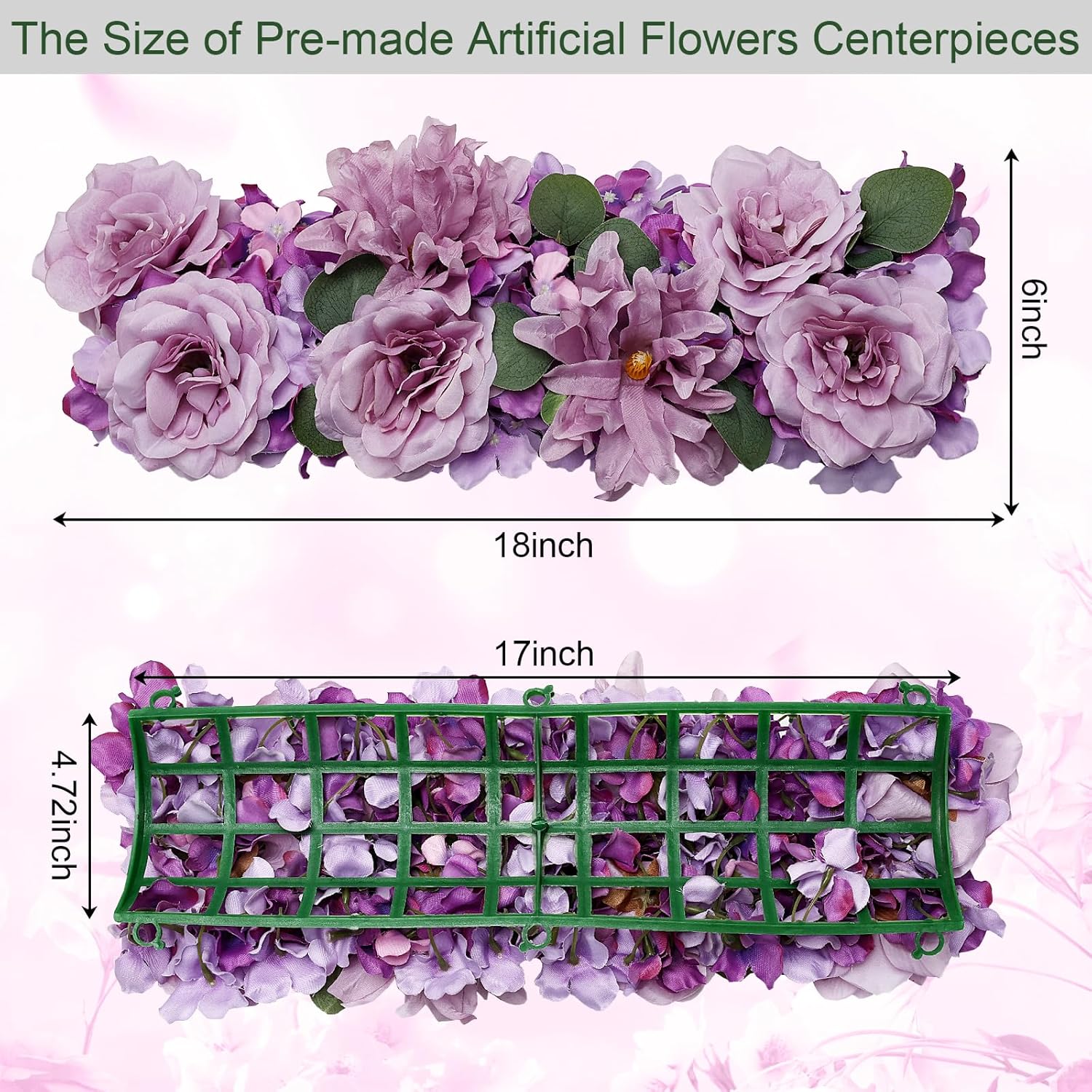 Wedding Arch Decorations, 18 Inch Pack Of 4 Artificial Flower Table Centerpieces Floral Arrangement For Wall Backdrop Party Bridal Shower Event Decor - Dusty Purple