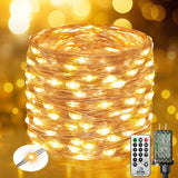 33FT 100 LED Fairy Lights Plug In Warm White Outdoor Waterproof Twinkle Lights with Remote Timer 8 Modes for Bedroom Patio Garden Wedding Christmas Decor
