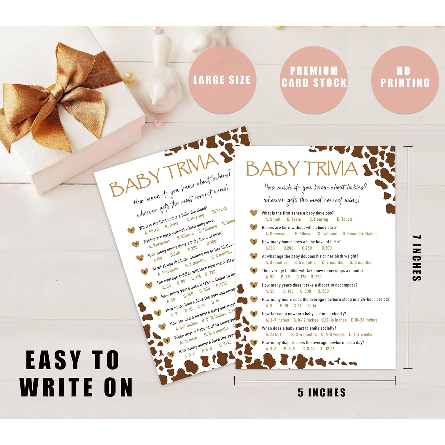 Baby Shower Games - Cowboy Baby Trivia Game For 30 Guests With Game Cards, Gender Reveal Games (20)