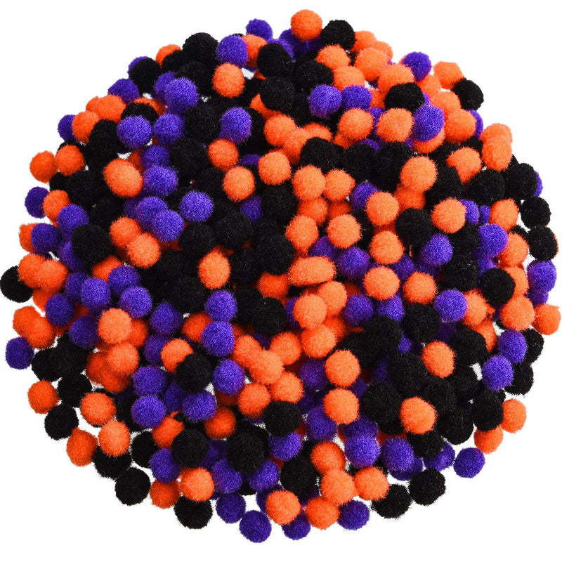 600 Pieces Halloween Pom Poms Mini Crafts Pompoms Balls Fuzzy Pom Balls Fluffy