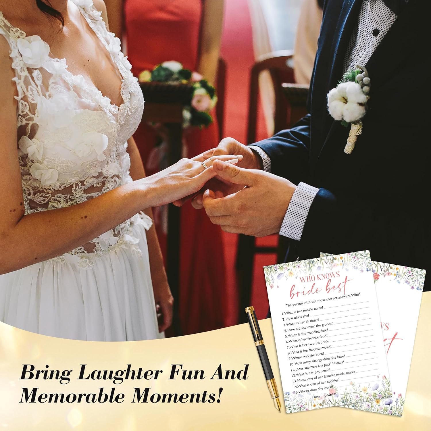 Bridal Shower Games, 25 Game Cards, Wildflowers Theme Games Card For Wedding, Bridal Shower, Engagement, Bachelorette Party, Wedding Party Game For Decorations Favors Supplies -A09