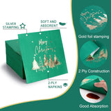 80 Pack Merry Christmas Paper Napkins Red Green White Gold Five Xmas Trees Disposable Party Luncheon Napkins For Christmas New Year Holiday Dinner Party Supplies, 6.5 X 6.5 Inch-5 (Green)