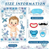 Pin The Pacifier On The Baby Game Include Large Poster 24Pcs Pacifier Stickers Blindfold Set Family Interaction Game For Blue Baby Shower Birthday Party
