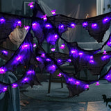 9.8 Ft Halloween Decorations Purple Spider Lights With Black Gauze 30 Led Battery Operated Fairy Lights For Patio Garden