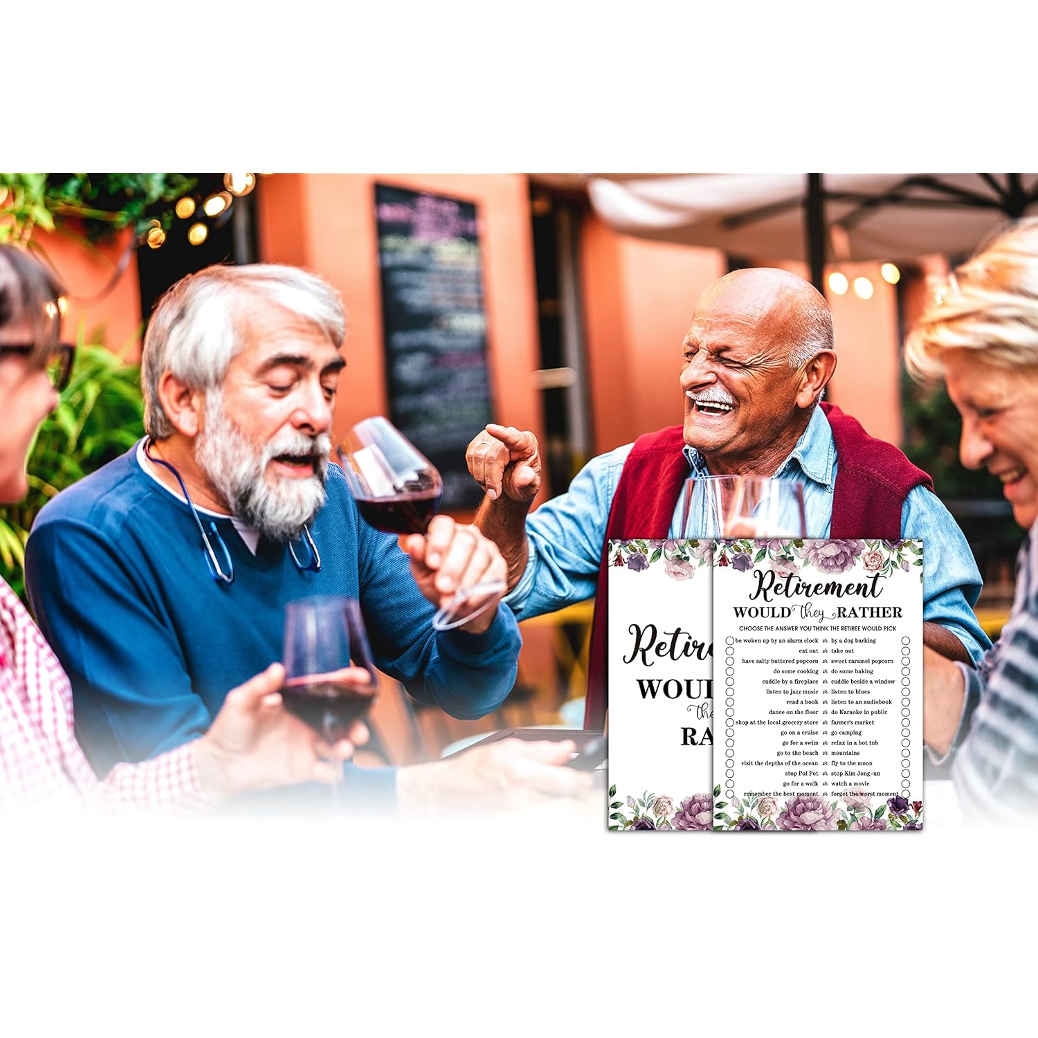 Retirement Party Games, Would They Rather Co-Worker Retirement Party Game Card, Purple Floral Retirement Party Ideas Activities Supplies Decorations(30 Game Cards) - B04