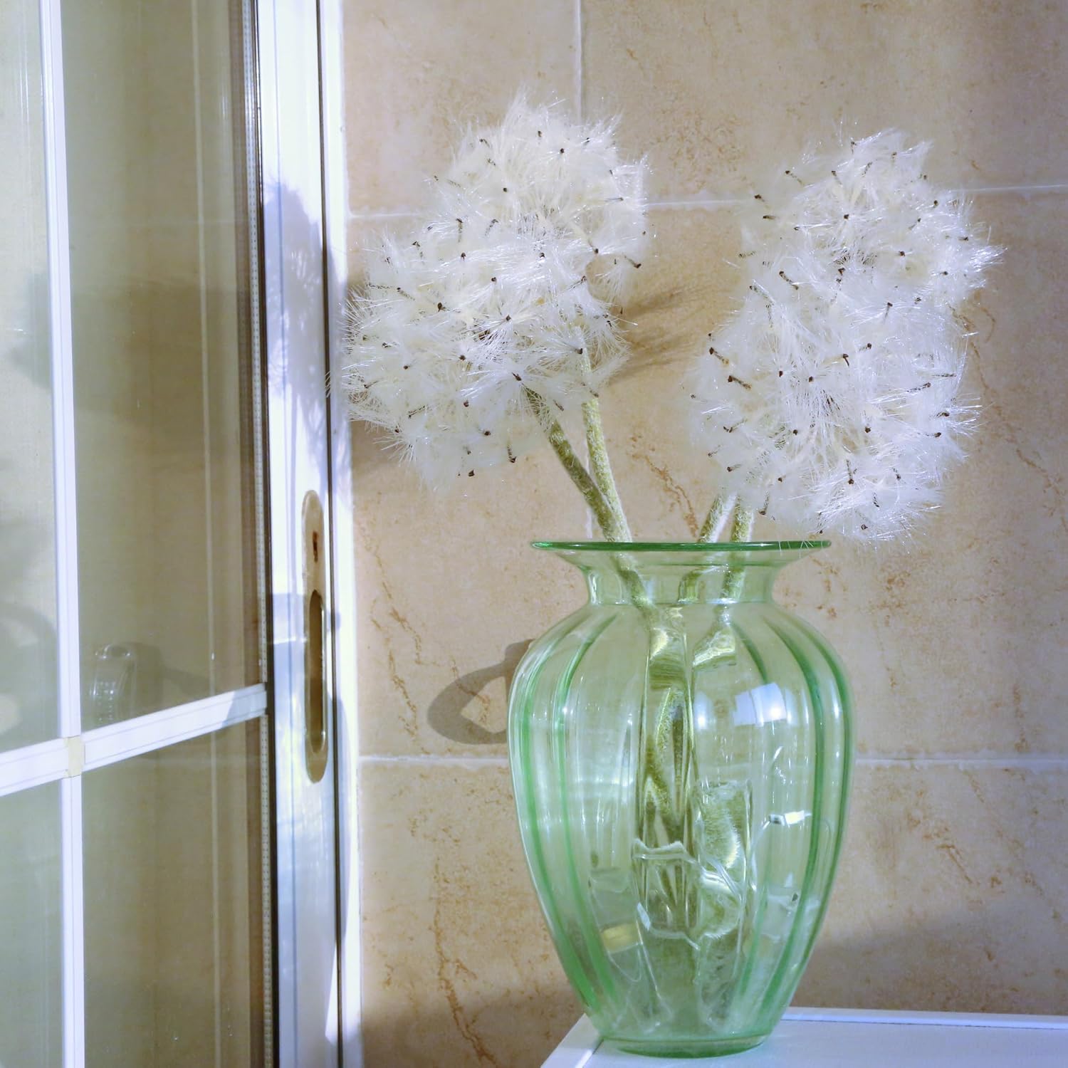 Artificial Dandelion Flowers Lovely Faux Dandelion Flowers For Home Decoration (4 Pcs) (White)