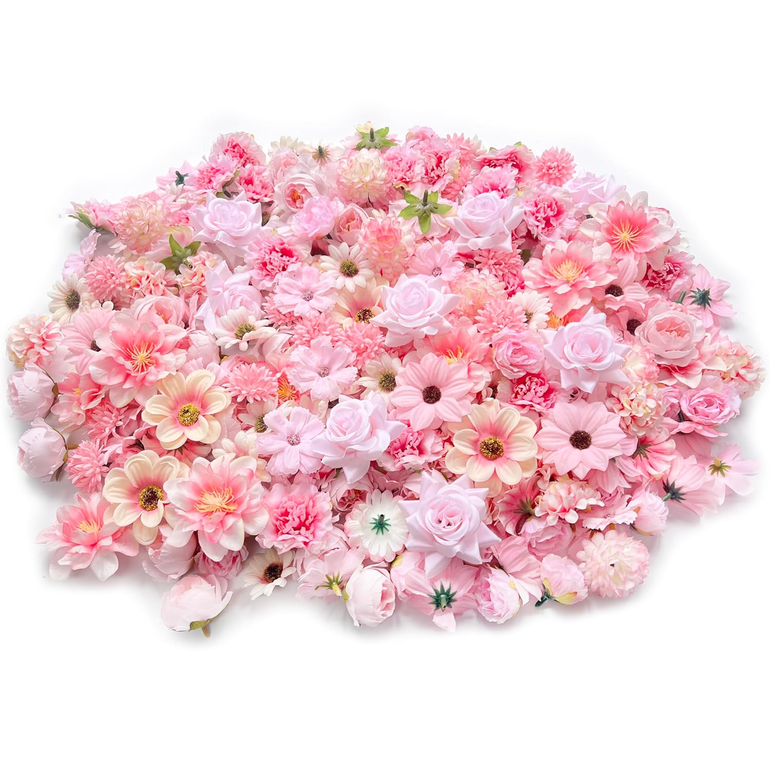 Artificial Pink Flowers Bulk Silk Roses Fake Flowers Heads For Crafts - Diy Home Spring Garden Floral Party Wildflower Garland Hanging Decoration Mini Small Rose Faux Fabric Flowers Heads 3-6Cm (Pink)