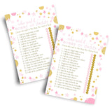 Pink And Gold Baby Shower Game For Girls - 25 Guess Who Mommy Or Daddy Game Cards - Fun Guessing Activities For Guests With Prizes - Star And Moon Theme