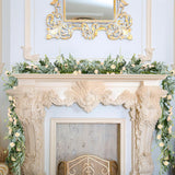 1 Pcs 6 Ft Artificial Flower Garland With Chrysanthemum And Eucalyptus 22 Inch Beige Floral Summer Garland For Wedding Porch Stair Table Centerpieces Baby Shower Birthday Decor