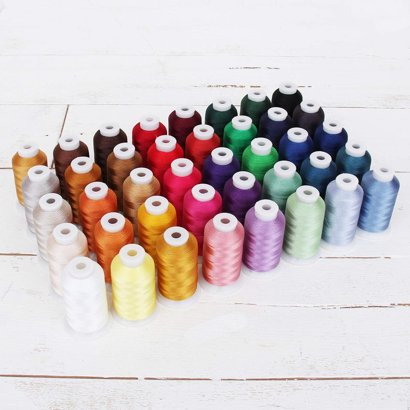 40 X-Large Cones Polyester Embroidery Machine Thread Set Vibrant Colors | 1000