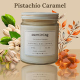 Candles Clearance: Pistachio Caramel Scented Candle For Women, Elegant White, 50 Hr Burn, Hand Poured In Ma, All Natural, Empowering Gift 7.5 Oz