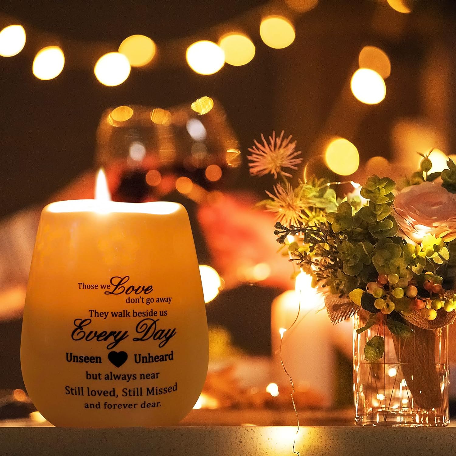 Lavender Scented Candles And Memorial Ornaments Set, Bereavement Condolence Sympathy Gifts, Candle Memorial Gifts For Loss Of Mother, Father, Son, Daughter, Husband, Loved One