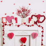 8 Pcs Valentines Flowers Decor, 17'' Artificial Hearts Picks Berry Stems Red Pink White Decorations For Valentines Gifts Anniversary Wedding Party Table Centerpieces Home Decor