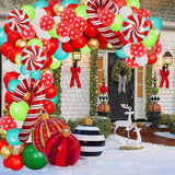 Christmas Balloon Garland Arch Kit - 150 Pack Set With Red, Green, White & Candy Cane Balloons For Party Decorations