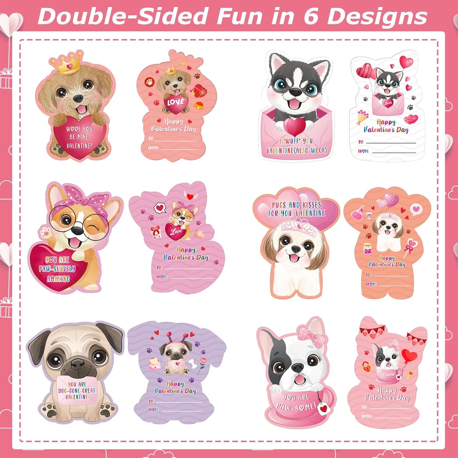 Dog Valentines Day Cards For Kids Classroom 30Pcs Kids Valentines Day Cards With Envelopes Puppy Valentine Exchange Cards Valentines Day Greeting Cards For Girls Boys Classroom Gift Exchange