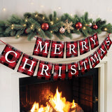 Merry Christmas Banner - Buffalo Plaid Merry Christmas Sign For Fireplace Mantel - Premium Indoor Xmas Decorations For Home & Party - Living Room Christmas Decorations For Mantle!