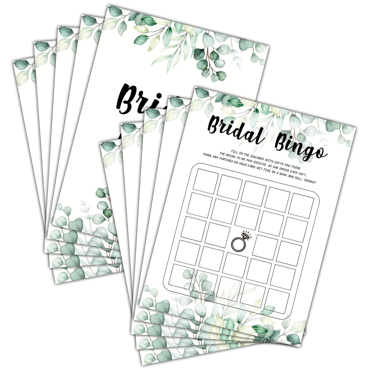 Bridal Shower Game Set - Bridal Bingo Party Cards For Wedding - Greenery Wedding Party Favor Decor - Tropical Jungle Engagement/Bachelorette Party Games Supplies & Activities - 30 Game Cards(B07)