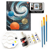 Diy Art Painting Kit For Adults – Learn To Paint Galactic Symphony With Video Tutorials, 9 Pieces Acrylic Paint Set For Adults, Perfect Holiday Gifts Art & Craft For Adults, Beginner