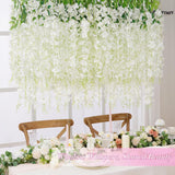 40 Pack White Wisteria Hanging Flowers, Fake Flowers For Decoration, Artificial Hanging Flowers, Vines For Bedroom, Flower Garland For Home, Party, Wall, Wedding Decoration(3.6 Ft/Pcs)