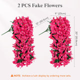 Artificial Bougainvillea Flowers, 2 Pcs Plastic Long Trailing Vines Fake Flowers For Outdoor Indoor Garden Porch Patio Balcony Decor, Uv Resistant, Hot Pink