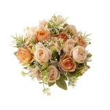 Artificial Peonies Flowers,Fake Peony Silk Flower Bouquet 3 Bundles Plastic Florals Bulk Arrangements For Vase Wedding Decoration(Orange)