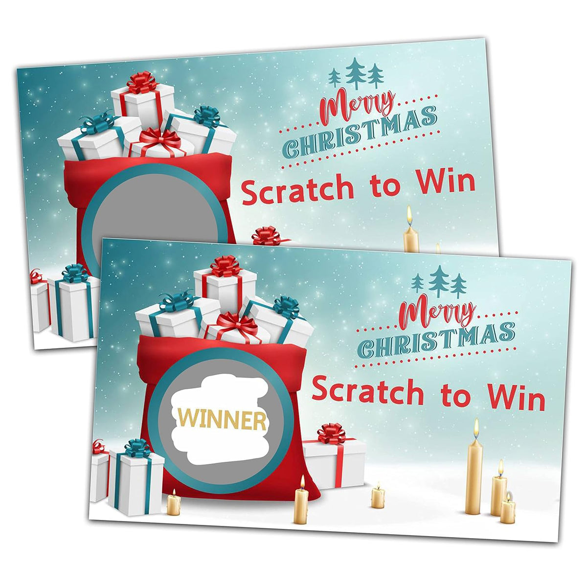 Christmas Scratch Off Game Cards, Scratch Off Stickers Holiday Games, Lottery Raffle Tickets, Christmas Party Supplies Decorations, New Year Activities For Adults Friends (50 Pack)-01