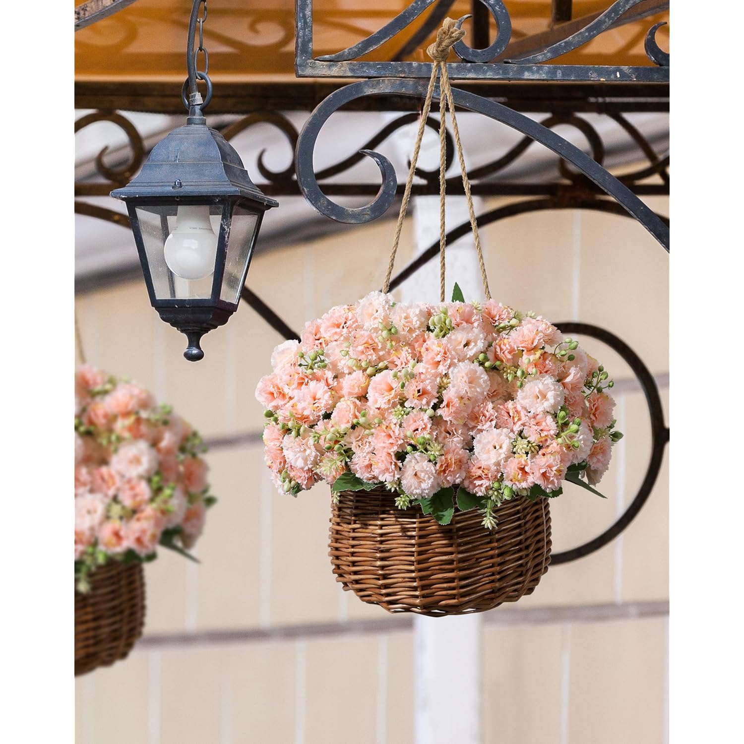 Carnation Artificial Flowers,6 Bundles Small Bulk Fake Flower With Stems Silk Carnation Flowers For Spring Decoration Wedding Home Table Centerpieces Decorations(Champagne)