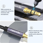 Aux Cable,3.5Mm Audio Aux Cord For Car,Braided 3.5Mm Male To Male Stereo Cable, Compatible With:Headphones, Phones, Ipod,Car Audio,Mp3 And More (20Ft)