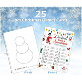 Roll A Snowman Game, Dice Games For Friends, Christmas Card Game, Christmas Games For Friends Party, Xmas Party Favors Supplies For Xmas Festival Activity, 25 Christmas Game Cards,5