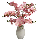 10 Pack Tickled Pink Orchid Artificial Flowers Real Touch, 27'' Artificial Fake Faux Silk Orchid Stem Bouquets For Wedding Party Home Garden Decor,Orquideas Artificiales Para Decora (10, Tickled Pink)