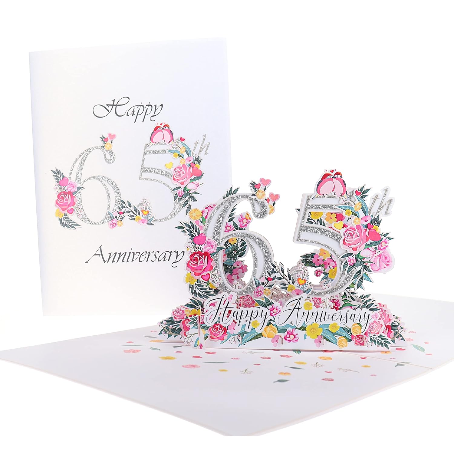 Happy 65Th Milestone Anniversary 3D Pop Up Greeting Card - Perfect Couple, Elegant Wedding, Marriage, Romantic, Being Together, Sapphire Congratulations, Lovebirds