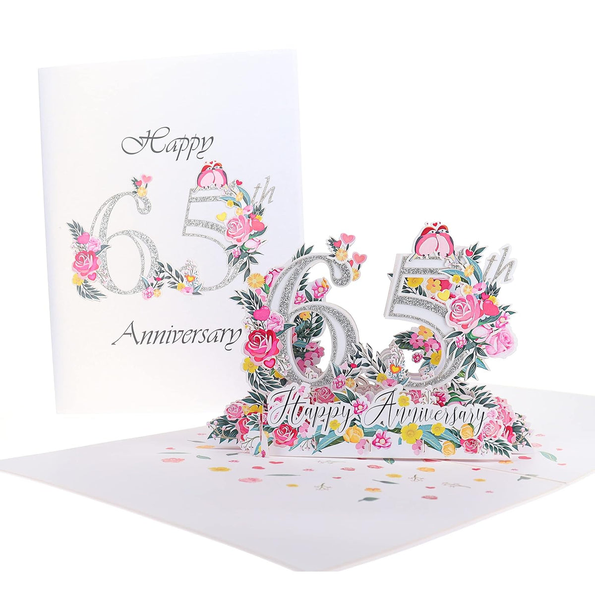 Happy 65Th Milestone Anniversary 3D Pop Up Greeting Card - Perfect Couple, Elegant Wedding, Marriage, Romantic, Being Together, Sapphire Congratulations, Lovebirds