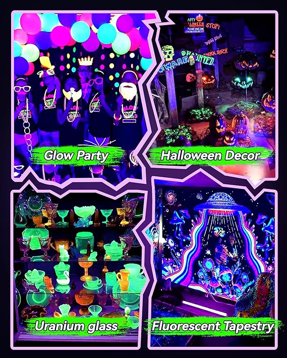 2 Pack 42W LED Black Light Bar with 6FT Cord Switch Plug for Glow Party Halloween Decor UV Light