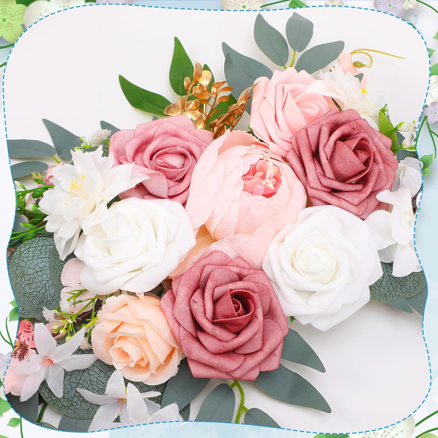 Wedding Arch Decorations 2 Pack - Reusable Artificial Hanging Flowers Floral Swag Greenery Garland For Wedding Welcome Sign Backdrop Bridal Ceremony Reception Backdrop Decoration, Baby Shower