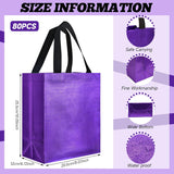 80 Pieces Gift Bags Set Glossy Reusable Tote With Handles Grocery Bags For Wedding, Halloween, Thanksgiving, Christmas(Medium,Purple With Black Handles)